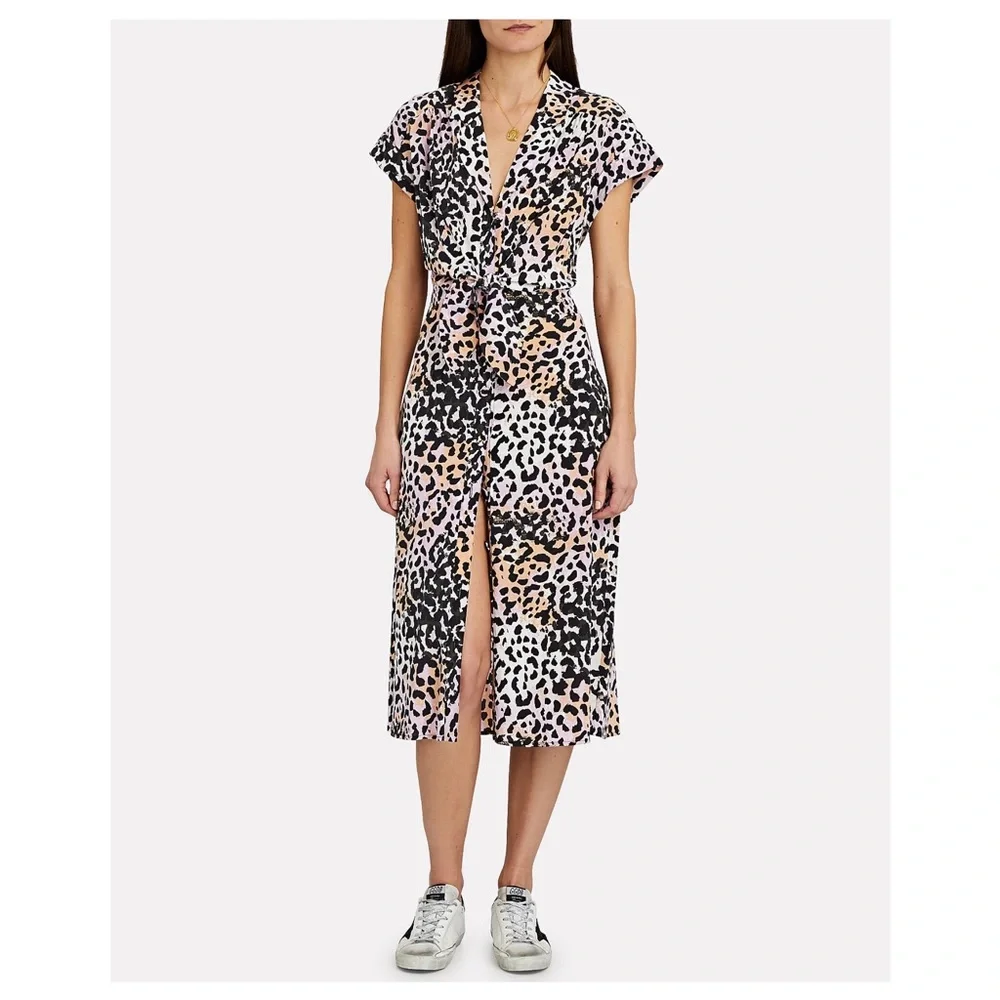 Veronica Beard Amani Dress Lilac Multi Leopard Animal Pastel Size 6 - Picture 2 of 12